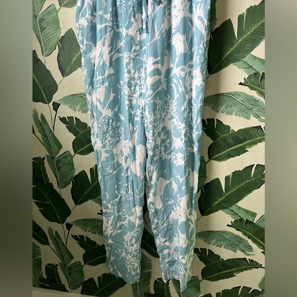 GAP Blue Floral Tank Drawstring waist Jumpsuit Size M Tall - Picture 4 of 9